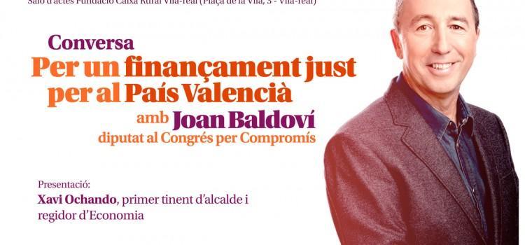 Joan Baldoví parlarà sobre finançament just aquest dijous a la Fundació Caixa Rural