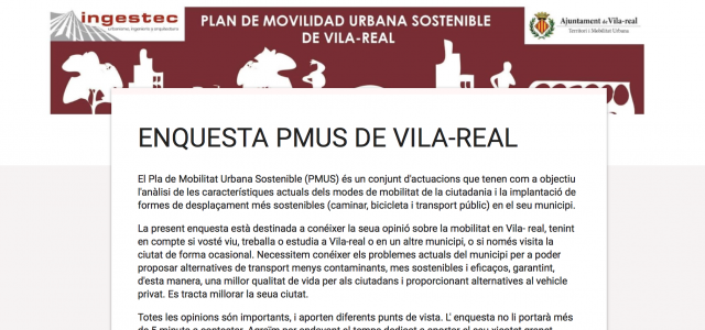 Els veïns podran participar en l’elaboració del Pla de Mobilitat Urbana Sostenible mitjançant una enquesta 