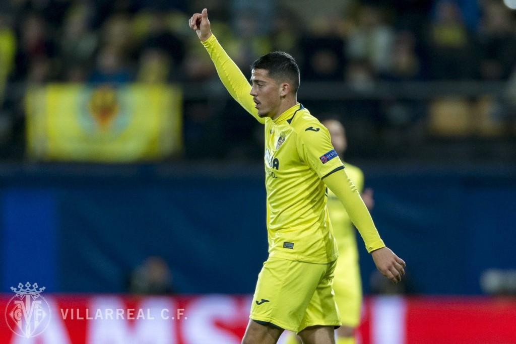 Pablo Fornals, en un llance del partit celebra un dels gols del seu equip. FOTO: VILLARREAL CF