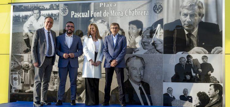 La Plaça Pascual Font de Mora ret homenatge al gran expresident del club groguet