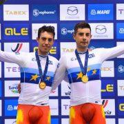 Sebastián Mora i Albert Torres, or en Madison en els europeus de ciclisme en pista