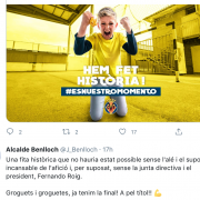 L’alcalde felicita el Villarreal CF per la “gesta històrica” i posa en valor l’actitud “modèlica” de l’afició