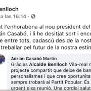 L’alcalde felicita Casabó i l’invita a mantenir una trobada i el nou president del PP agafa el guant