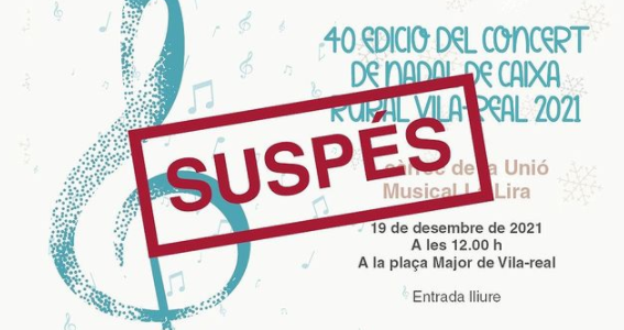 Suspenen el concert de Nadal de la Caixa Rural per Covid-19