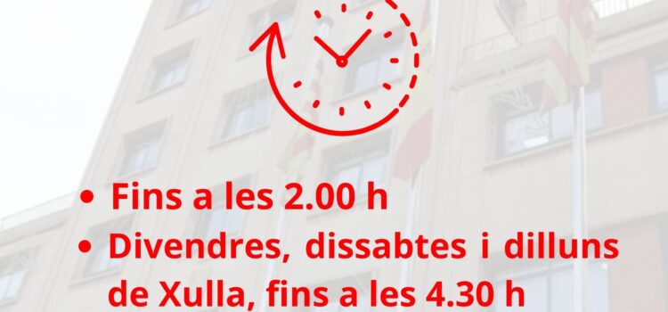 Les penyes tancaran a les 2.00h, excepte divendres, dissabtes i dilluns de Xulla