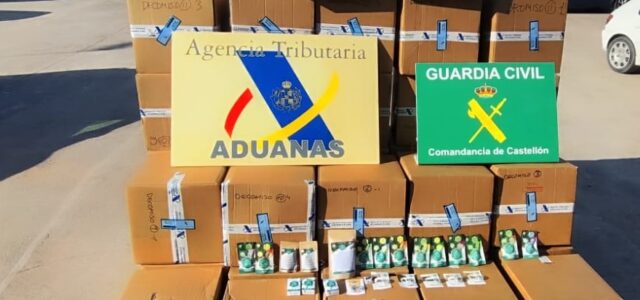 La Guàrdia Civil i l’Agència Tributària intervenen 64 quilos de marihuana i 7,5 de haixix en operacions a Vila-real i Barcelona