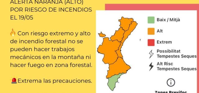 Alerta per risc d’incendis forestals a tota la provincia