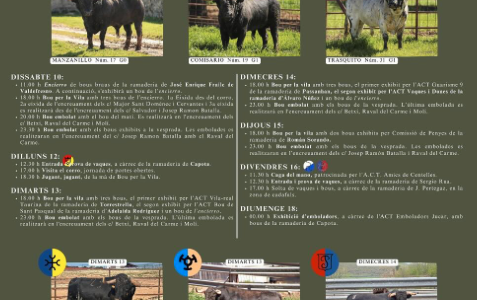 Demà els protagonistes son els bous amb entrada, desencaixonada i embolades
