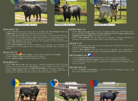 Demà els protagonistes son els bous amb entrada, desencaixonada i embolades