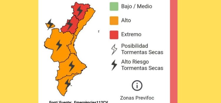 Alerta per risc extrem d’incendis i tempestes seques