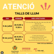 Avis per tall de llum a diverses zones