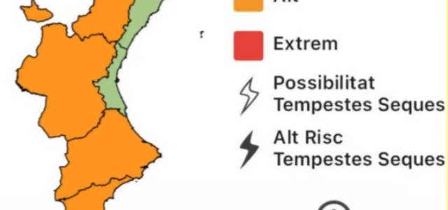 Alerta per risc alt d’incendi forestal a gran part del territori valencià