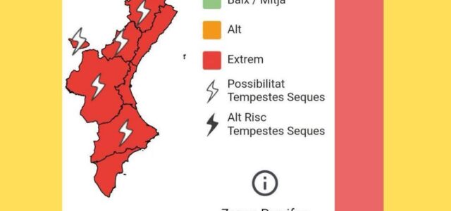 Preemergència extrema per risc d’incendi forestal a tot el territori valencià