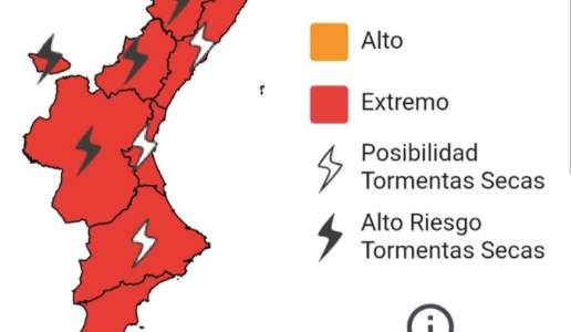 Emergències declara el risc extrem d’incendis forestals a tot el territori valencià