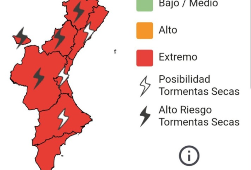 Emergències declara el risc extrem d’incendis forestals a tot el territori valencià