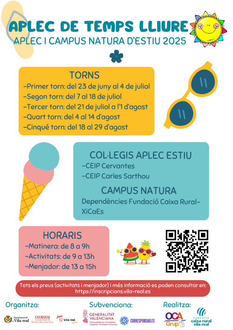Vila-real ofereix 890 places per a l’Aplec d’Estiu i el Campus Natura, fomentant un oci educatiu i inclusiu durant les vacances