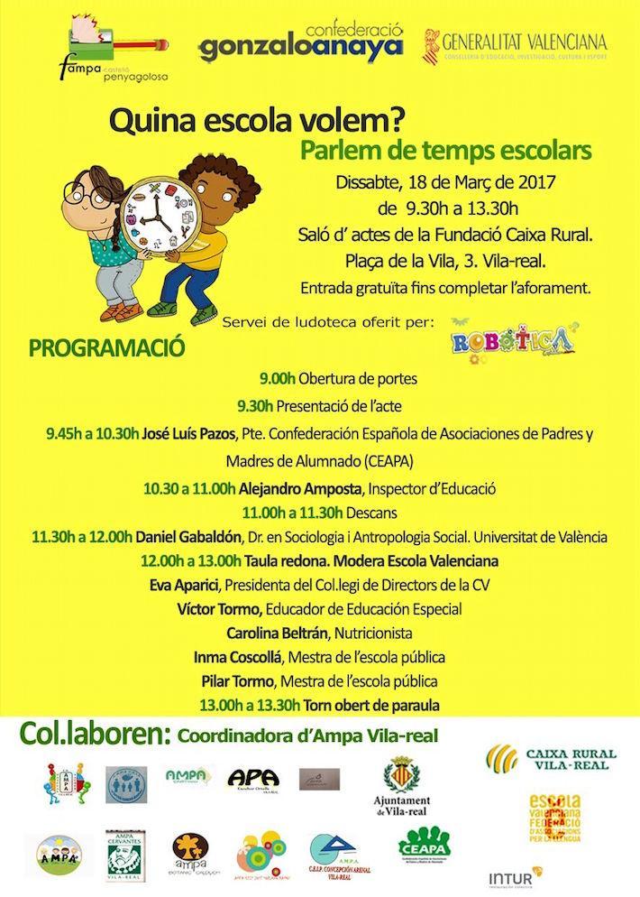 La Fundació Caixa Rural Vila-real acull una sessió per a debatre sobre la jornada contínua i partida el dissabte 18 de març