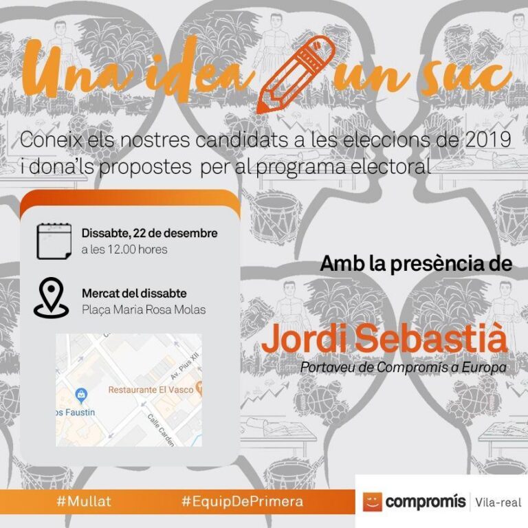 L’eurodiputat Jordi Sebastià tanca la campanya ‘Mulla’t amb un acte a la plaça de María Rosa Molas