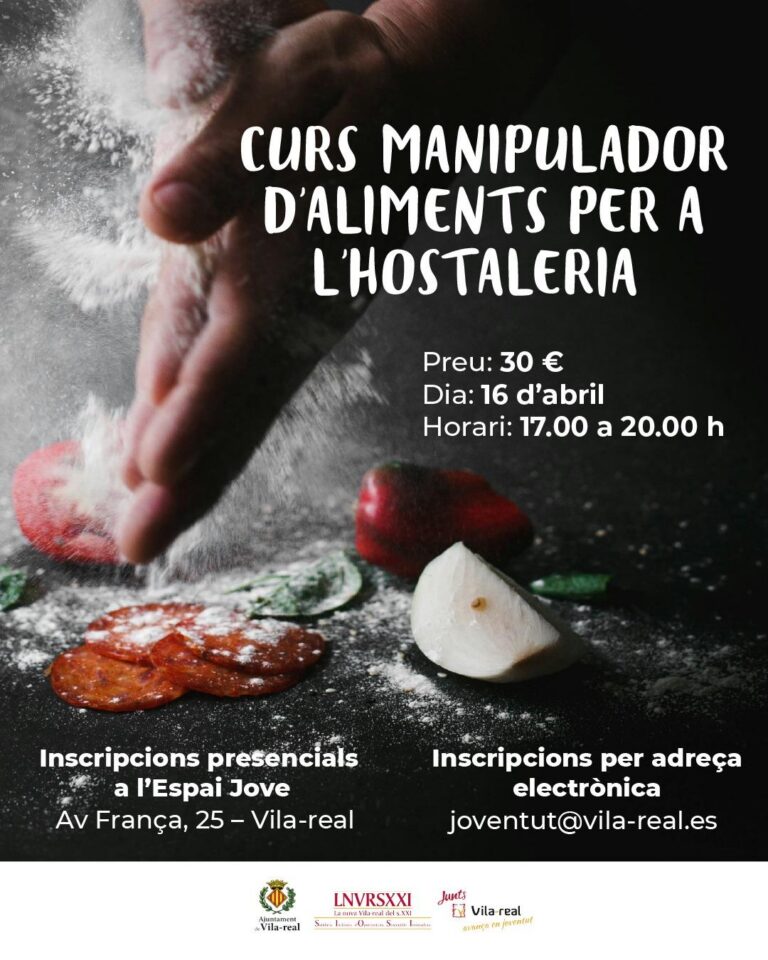 L'Espai Jove ofereix un curs de manipulador d’aliments per a professionals de l’hostaleria