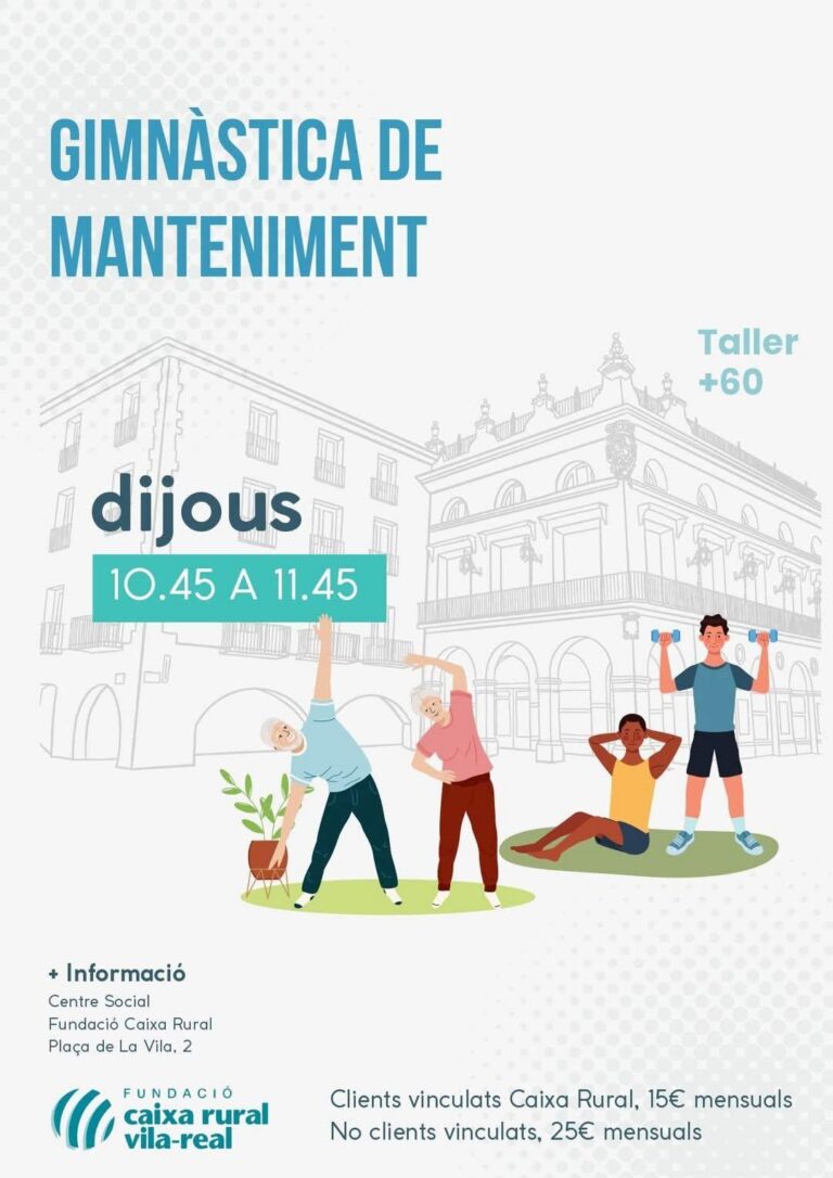 Últimes places per a la gimnàstica de manteniment per a majors de 60 anys