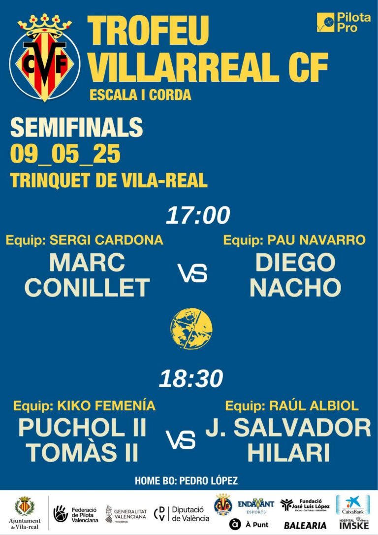 La pilota torna al trinquet de Vila-real amb les semifinals del Trofeu Villarreal CF