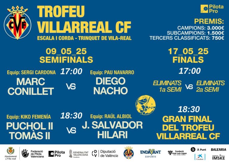 El Trofeu Villarreal CF ompli el trinquet amb les estreles de l’escala i corda