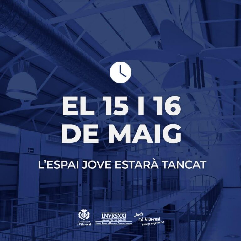L’Espai Jove tanca temporalment els dies 15 i 16 de maig
