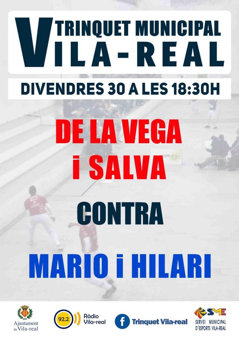 Gran partida de pilota al Trinquet Municipal aquest divendres