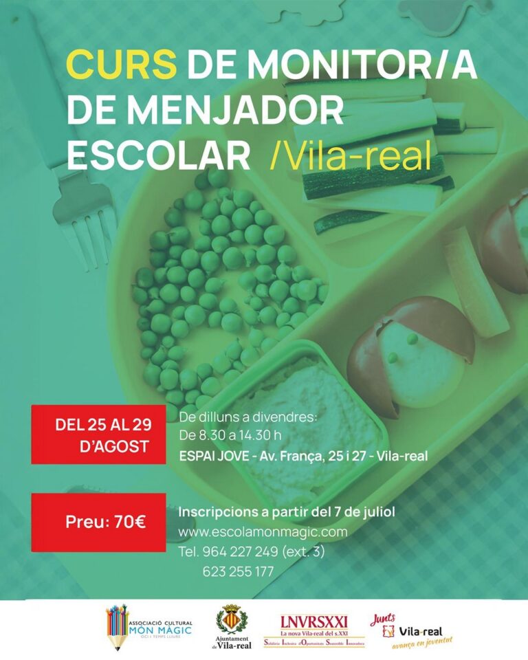 Forma’t com a monitor/a de menjador escolar este estiu a Vila-real