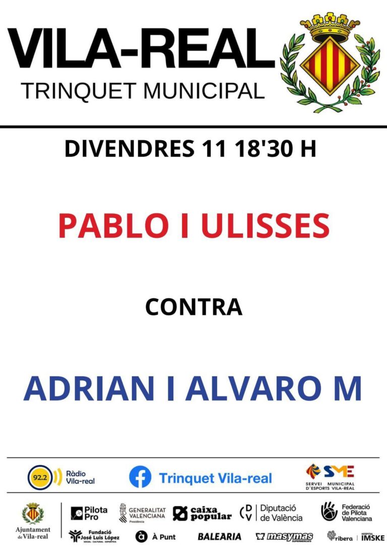 Gran partida de pilota valenciana aquest divendres al Trinquet Municipal