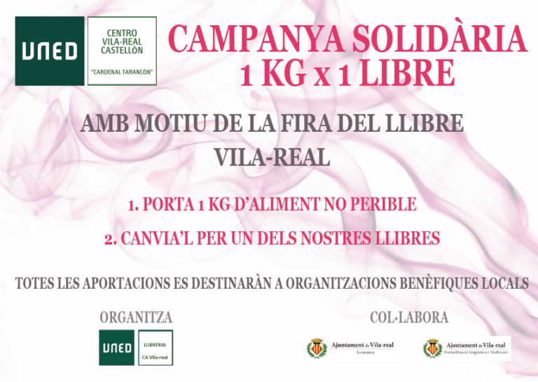 L'UNED participa activament en la Fira del Llibre amb la campanya solidària '1 quilo per 1 llibre'