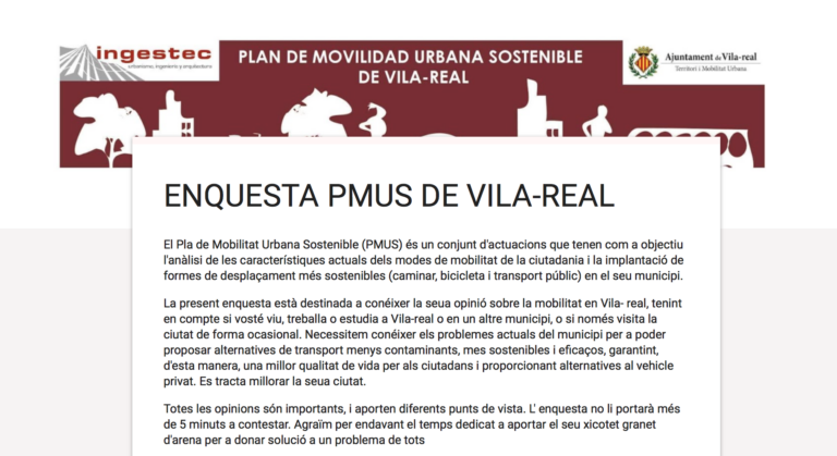 Els veïns podran participar en l’elaboració del Pla de Mobilitat Urbana Sostenible mitjançant una enquesta 