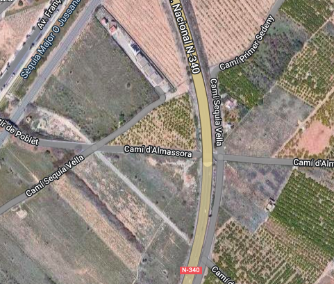 Tallat el camí Almassora a causa d'un accident