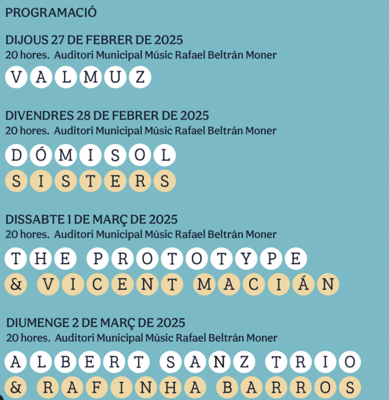 Vila-real es prepara per a quatre nits de música en directe a l’Auditori Municipal