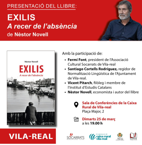 Vila-real acull la presentació d'Exilis, l'obra de Néstor Novell que reflexiona sobre la identitat i la memòria