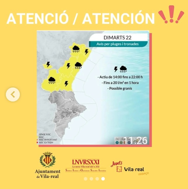 Avis per pluges i tronades importants a la província