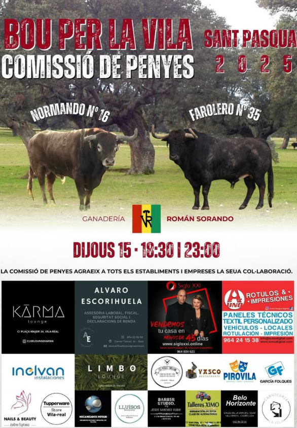 La Comissió de Penyes anuncia els bous per al 15 de maig