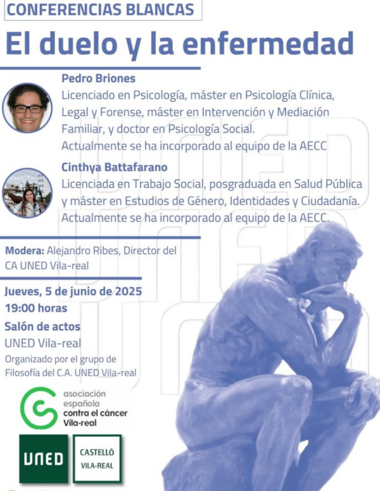 La UNED organitza avui la conferència “El dol i la malaltia”