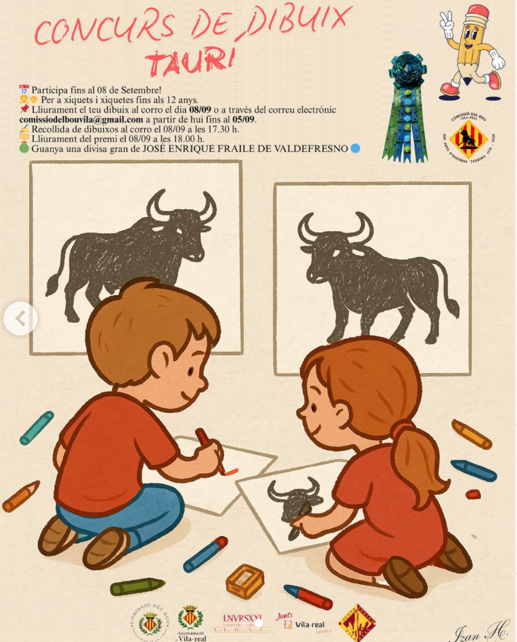 Els més menuts agafen els llapis per dibuixar el bou