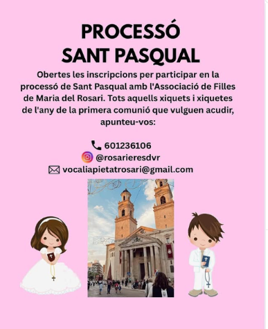 L’Associació de Filles de Maria del Rosari obri les inscripcions per a participar en la processó de Sant Pasqual