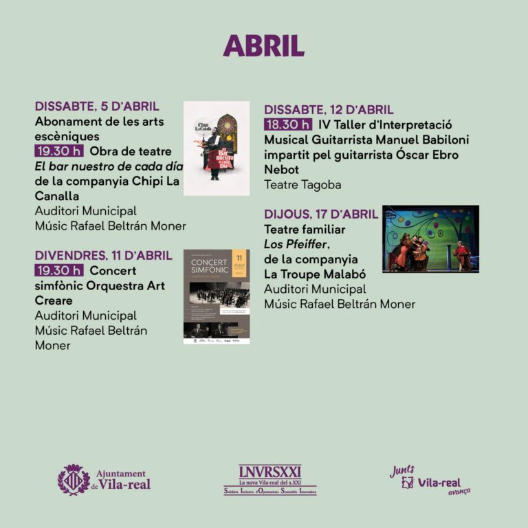 Un segon trimestre amb 12 propostes culturals