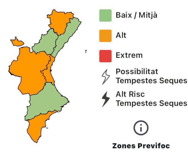El risc d’incendis es manté alt en gran part de la Comunitat Valenciana
