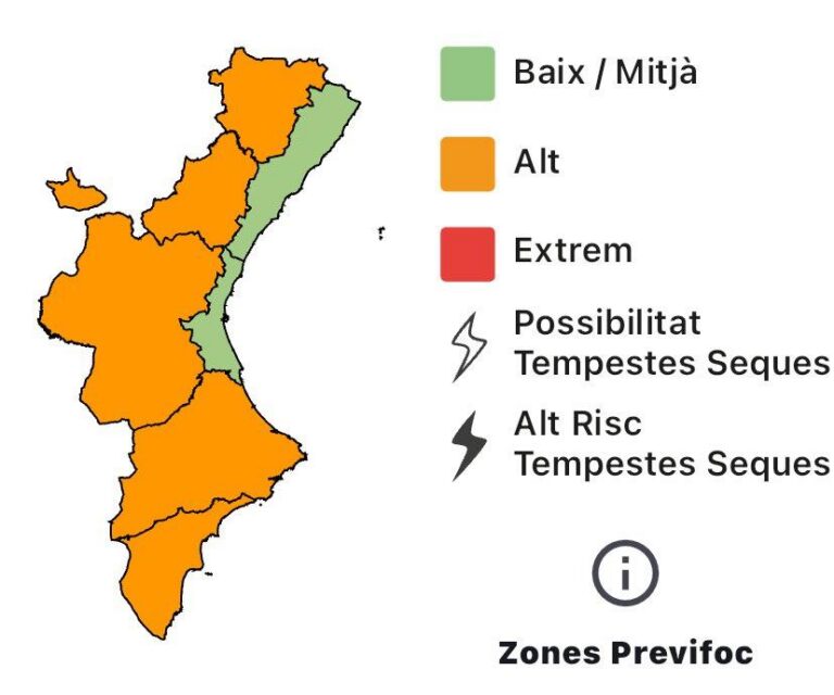 Alt risc d’incendis en gran part del territori valencià