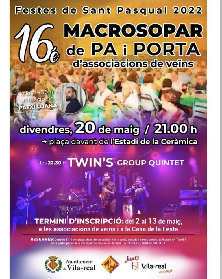 El macrosopar de pa i porta de veïns de Vila-real tornarà el divendres 20 de maig