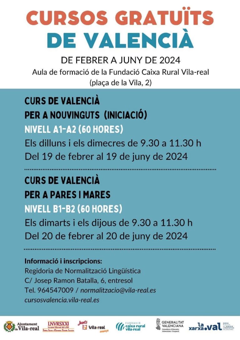 Vila-real ofereix cursos gratuïts de valencià fins a juny