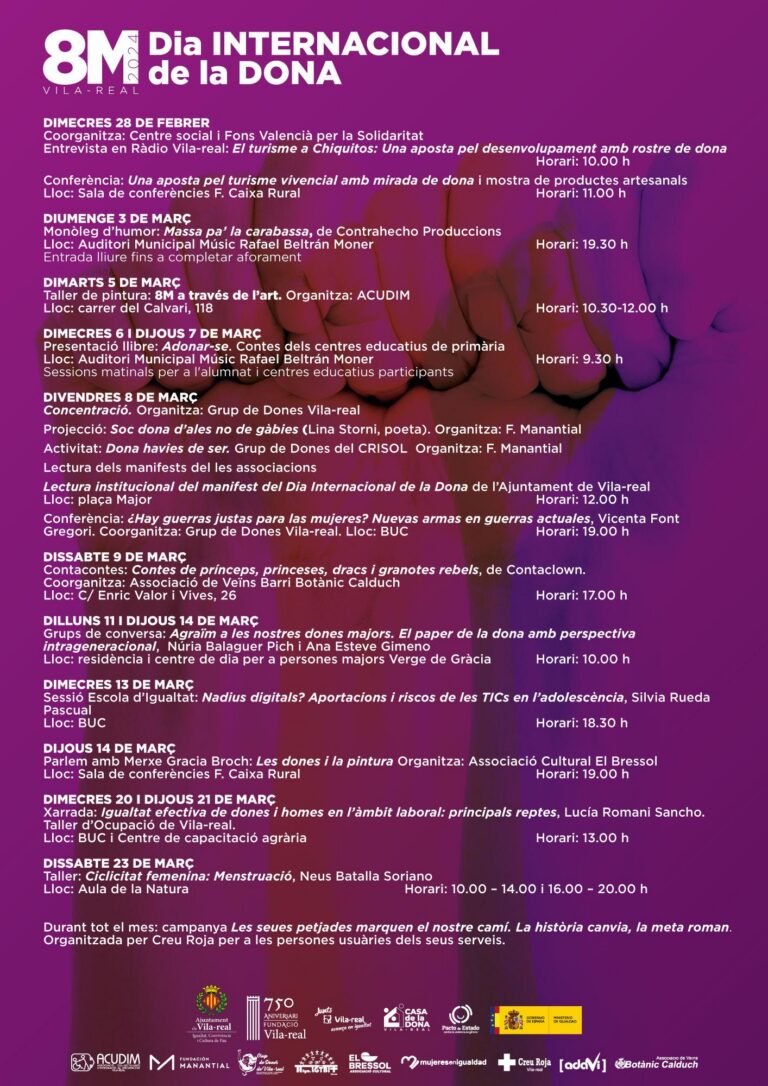 8M: programació transversal per a dur la igualtat a tota la societat de Vila-real