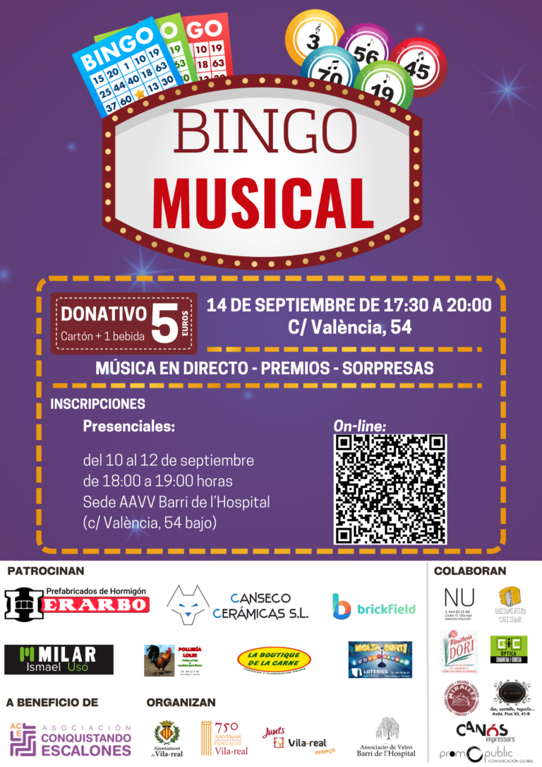 Conquistando Escalones organitza un bingo musical solidari el dissabte