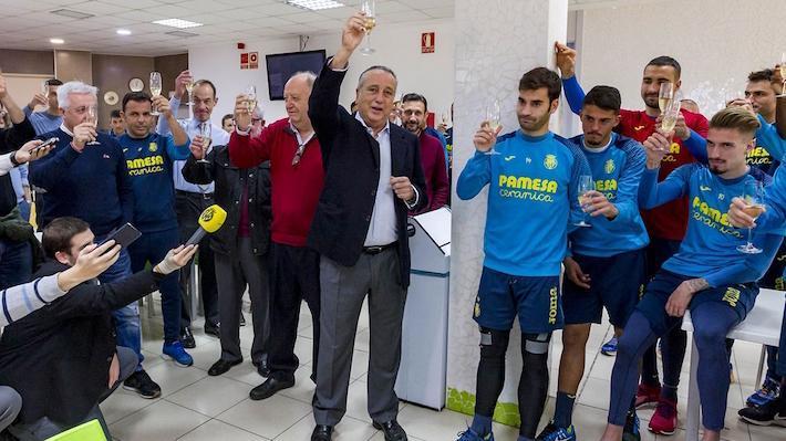 Fernando Roig realitza el tradicional brindis en la Ciutat Esportiva amb jugadors i la premsa