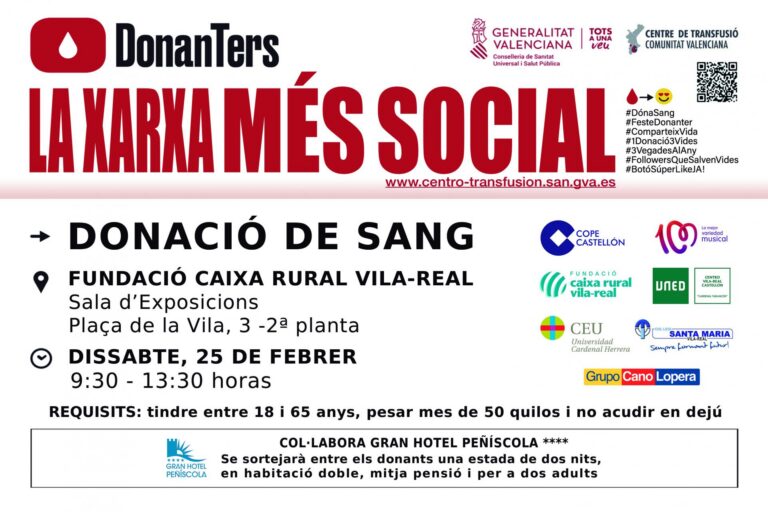 Dóna Sang este dissabte 25 de febrer a la Fundació Caixa Rural de Vila-real