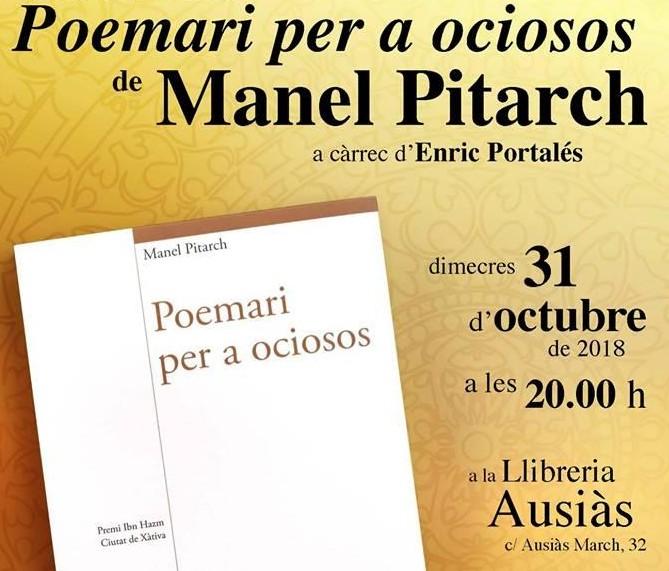 Manel Pitarch presenta el seu llibre de poemes en la llibreria Ausiàs March